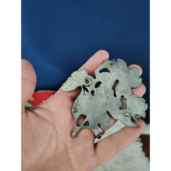 Vintage Metzke Pewter Dogwood Blossoms & Bird Glass Potpourri Trinket Dish - Picture 6 of 7